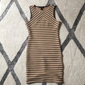 Tan and black stripe bodycon dress